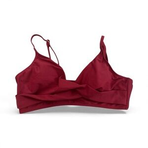 Cupshe Women’s NWT Solid Red Swimsuit Swim Top New Wrap Around Style Bikini
